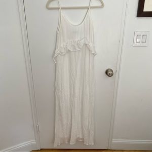 Zara white ruffle maxi dress